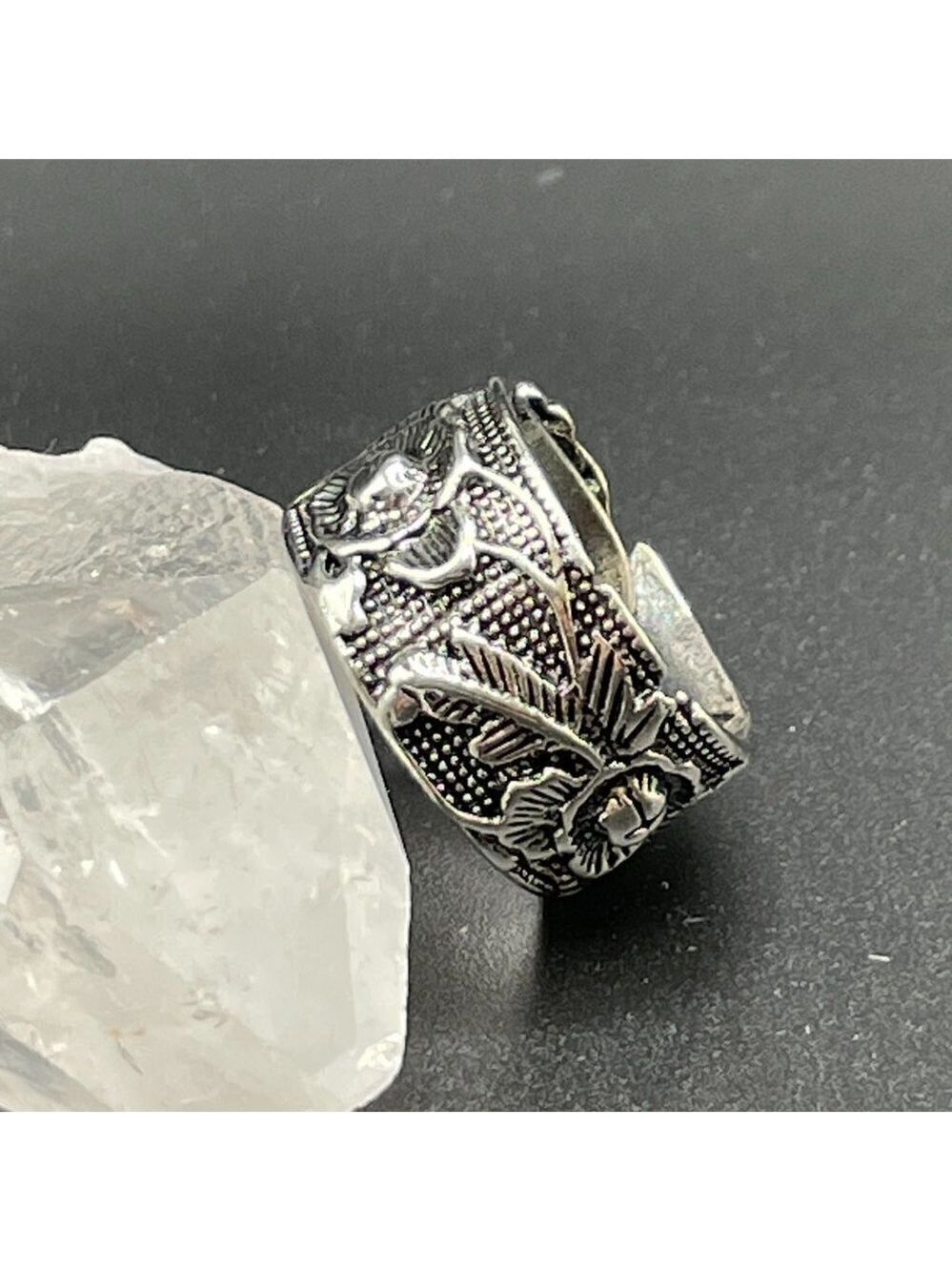 Boho Peony Flowers Adjustable Band Ring #1208